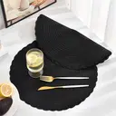 6 pieces, round 38cm woven placemats,Polyester with outer ring, three-strand placemat, black， anti-slip polyester Nordic placemats, suitable for home, kitchen, and dining table use, perfect for holiday parties, birthdays, weddings, and dinners image 2