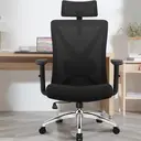 Fauteuil de Bureau Ergonomique avec Accoudoirs Réglables, Soutien Lombaire Confort en Éponge Naturelle et Appui-Tête, Chaise de Direction Pivotante avec Fonction Bascule, Charge Maximale 150 kg image 8