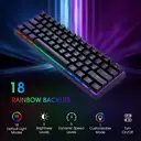 ET 60% kabelgebundene mechanische Gaming-Tastatur, QWERTY US-Layout, blaue Schalter, LED-Beleuchtung, 61 Tasten, ultra-kompakte Mini-Bürotastatur für PC/Mac/Xbox, leicht transportabel für Reisen – Schwarz image 2