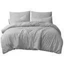 LeBonsoir Parure de lit brossée avec 1 housse de couette 200 x 220 cm et 2 taies d’oreiller 80 x 80 cm, avec fermeture éclair - Gris clair image 1