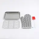PURECOOK Baking Pan with Wire Rack Series 304 | 2-Piece Set | Rectangular Tray with Wire Mesh Rack image 0