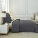 MEEALLHOME Parure de lit en flanelle lavée gris foncé - 1 housse 200 x 200 cm et 2 taies 65 x 65 cm image 4