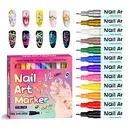 Set de 12 Stylos Nail Art Couleur 3D 0,5 mm, Stylos Vernis à Ongles avec Outils de Pointillage et Peinture Acrylique, Séchage Rapide et Résistants à l’Eau pour Créations DIY de Nail Art image 0