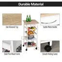 HOMCOM Mobile Rolling Kitchen Island Trolley for Home w/ Metal Baskets Trays Shelves Wheels Compact Stylish Storage White image 6