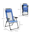 Outsunny Folding Garden Chairs Set of 2, 5-Position Recliner Camping Chair with High Back, All Weather Texteline Seat, Portable Outdoor Dining Chairs with Headrests for Patio, Picnic, Blue image 2