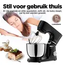 AUCMA staande mixer, 6 liter, 6 snelheidsstanden, kantelbare kop, 3-in-1 staande mixer met mengkom, deeghaak, garde en menghaak, mixer voor bakken, taart, brood, pizza, gebak, pasta en de meeste huishoudelijke koks, 450 W DC-motor van zuiver koper (6 liter, zwart) image 4
