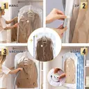 TAILI Sacs de rangement sous vide suspendus économiseurs d'espace pour vêtements, manteaux, organiseurs d'armoire, 4 pièces (2 longs, 2 courts) Bleu image 1