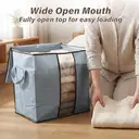 3 Pack Large Capacity Clothes Storage Bags with Clear Window and Handles, Foldable Fabric Closet Organizers image 2
