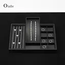 Oirlv Jewelry Display Tray Organizer Inserts Luxury, Stackable PU leather Jewelry Trays, Jewelry Trays For Drawer Men Women Jewelry Storage Display Case for Rings Stud Necklaces,Size 35*24*3cm image 2