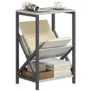 HOMCOM Table d'appoint étroite, bout de canapé avec rangement à 3 niveaux, porte-revues en V, cadre en acier, table basse industrielle pour salon, chambre, 40 x 30 x 61 cm, gris foncé image 0
