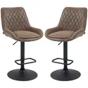 HOMCOM Bar Stools Adjustable Quilted Faux Vintage Leather Brown/Black 2pcs image 1