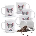 Alphynix 1pc Cute Gray Mouse Mug, 11oz Ceramic Cup with Adorable Rodent Holding "I Love You" Sign, Sweet Gift for Kids, Valentine‘s Day, Birthday image 0