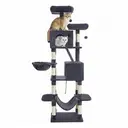 SONGMICS Arbre à chat hauteur 206 cm avec 13 griffoirs, 2 plateformes, 2 niches et panier, hamac, pompon - Gris anthracite image 0