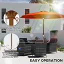 Outsunny 3(m) Garden Parasol, Pulley Operated Patio Umbrella, Wooden Parasol, Table Market Umbrella with Rope Pulley Mechanism and 8 Ribs, Orange image 4