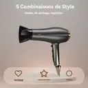 Sèche-cheveux 2200 W avec 3 réglages de température et 2 vitesses, fonction air froid, protection contre la surchauffe et embout concentrateur pour séchage et coiffage rapides image 8