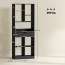 HOMCOM Tall Bookshelf with Drawer, Freestanding Bookcase with Open Shelves, Shelving Unit, Display Rack for Bedroom, Living Room, Home Office, Black image 2