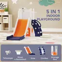 AIYAPLAY Kids Slide, 5 in 1 Toddler Slide Set with Basketball Hoop, Outdoor & Indoor Frog Theme Playset with Climbing Frame, Telescope, Storage Box for Toddlers Ages 1-3, Orange image 6