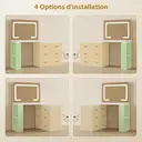 HOMCOM Coiffeuse avec miroir et tabouret, éclairage LED réglable 3 couleurs, 2 USB ports et 2 prises, table de maquillage modulable avec 6 tiroirs à fermeture douce, 2 étagères, siège rembourré, blanc image 8