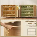 HOMCOM Bamboo Shoe Cabinet with Louvered Doors, Shoe Storage Cabinet with Adjustable Shelves, 14 Pairs Footwear Cupboard for Hallway, Entryway, 80 x 35 x 80 cm, Natural Wood Finish image 5