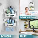 TAILI Suction Corner Shower Caddy, Bathroom Shelf Storage Basket Wall Mounted Organizer for Shampoo, Conditioner, Plastic Rack for Kitchen&Bathroom, Drill-Free Removable (2 Pack) image 6