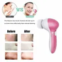 Electric Facial Cleansing Brush, Effective Cleanser vs Manual, 5 Brush Heads, 2 Speed Settings, White/Pink image 2