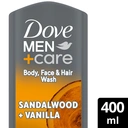 Dove Men+Care 3-in-1 Hair, Face and Body Wash Sandalwood + Vanilla 400ml image 2