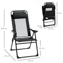 Outsunny Folding Garden Chairs Set of 2, 5-Position Recliner Camping Chair with High Back, All Weather Texteline Seat, Portable Outdoor Dining Chairs with Headrests for Patio, Picnic, Black image 2