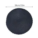 6 pieces, round 38cm woven placemats,Polyester with outer ring, three-strand placemat, black， anti-slip polyester Nordic placemats, suitable for home, kitchen, and dining table use, perfect for holiday parties, birthdays, weddings, and dinners image 8