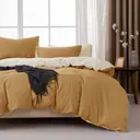 MENDALE Duvet Cover Set - Premium Bedding Set - 135*200 cm Duvet Cover with 75*50 cm Pillow Case - Soft Brushed Microfiber- Bown & Yellow image 3