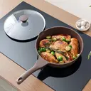 SENSARTE Poêle antiadhésive 28 cm avec couvercle, poignée froide au toucher, revêtement en céramique sain, compatible induction, sans PFOA image 6