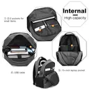 Travel Laptop Backpack with USB Charging Port, Water Resistant Business Work Computer Bag, Casual Daypack Schoolbag Rucksack for Women Men, Fits 15.6-inch Laptop, Lightweight Durable Daily Backpack Black image 3