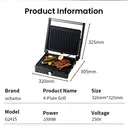 ochama Medium Steak Grill, Sandwich Maker, Panini Press Grill, 1000W Indoor Electric Grill, Electric Barbecue Grill, Household Electric Griddle, 28*22cm image 7