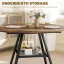 HOMCOM Dining Table for 4 People, 100 cm Round Industrial Kitchen Table with Storage Shelf, Wood Effect Tabletop, Metal Base for Kitchen, Dining Room, Living Room, Rustic Brown image 4