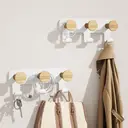 KAPANOU dual Coat Rack With Hooks 2 Pack 6 Hooks， Heavy Duty Metal Wall Hooks with Wooden Rustic Hanger for Towels， Hats， Backpack， Home Decor Hooks for Door， Bathroom， Bedroom， Entryway (Wood Brown / White), New Year Sale , Top gift picks image 5