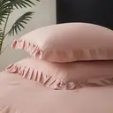 Meeallhome  Comforter Set  Vintage Ruffle Bed Set 230*220cm/50*75cm*2  Pink image 3
