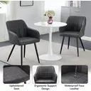 CLIPOP Faux Leather Dining Chairs Set of 2, Lounge Reception Chairs with Arms and Metal Legs, Padded Accent Armchair for Kitchen Dining Room, Living Room Corner Bedroom 067 pu deep grey 55*60*82.5 cm image 2