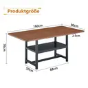 Table à manger rectangulaire style industriel couleur noyer 160×90×76 cm étagère de rangement multifonctionnelle + pieds en métal noir table pour 4-6 personnes image 4
