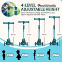 Neuleb 3 Wheel Foldable Kids Scooter with Light Up Wheels, Adjustable Height Handlebar, Lean-to-Steer, Anti-Slip Deck, Toddler Ride On Toy for Boys & Girls Ages 3-10, Green image 1