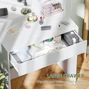 HOMCOM Dressing Table with Mirror, Modern Vanity Desk with Drawer and 3 Open Shelves, Makeup Desk for Bedroom, White image 6