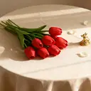 Wei's Moment 7Pcs Artificial Tulips Flowers 
Fake Flowers Latex Tulips Real Touch for Party Home Wedding Decoration and DIY Decor, Multicolor Red image 2