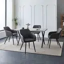 CLIPOP Faux Leather Dining Chairs Set of 2, Lounge Reception Chairs with Arms and Metal Legs, Padded Accent Armchair for Kitchen Dining Room, Living Room Corner Bedroom 067 pu deep grey 55*60*82.5 cm image 8