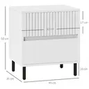 HOMCOM Bedside Table Modern Ridged 2 Drawers White/Black image 3