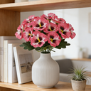 Yuejia 4Pcs 11in/28cmArtificial Pansies Flowers Outdoor Faux Flowers Plastic Plants Artificial Silk Flowers for Front Porch Garden Window Box Hanging Planter Decoration(rose red) image 3