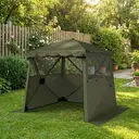 Outsunny 2 x 2 m Pop Up Gazebo with Awning, Waterproof Instant Shelter for Garden BBQ, Fishing, Camping, Easy Setup Garden Gazebo with Sides, Mesh Windows & Carry Bag, Army Green image 8