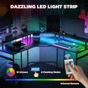 HOMCOM L Shaped Desk with Power Outlets and LED Lights, Corner Computer Desk with Monitor Stand, Gaming Desk for Home Office, Black image 4