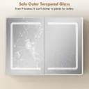 HOMCOM Bathroom Mirror Cabinet with LED Lights and Double-Sided Mirrors, 600 x 800 mm Aluminium Wall Mounted Bathroom Cabinet with Anti-Fog, 3 Colour Dimmable Lighting, Adjustable Shelves image 7