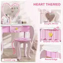AIYAPLAY Kids Dressing Table Set, 2-Piece Girls Vanity Table with Mirror, Stool, Drawer, Storage, Desktop, Heart-Themed Makeup Desk and Chair, Pink image 8