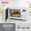 Swan Digital Microwave - White, 20L, 800W, with 95-Minute Timer, 5 Power Levels, SM4421WHT image 6
