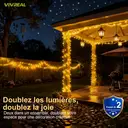 VIVREAL Lot de 2 guirlandes lumineuses solaires en cuivre – 12 m (39,4 pieds), 120 LED blanc chaud, guirlande de fées étanche pour l’extérieur, jardin, balcon et décoration festive, offre spéciale Nouvel An, idées cadeaux phares image 4