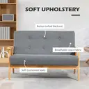 HOMCOM 2 Seater Sofa Modern Linen Fabric Upholstery Tufted Couch with Rubberwood Legs for Living Room and Kitchen, Dark Grey image 3